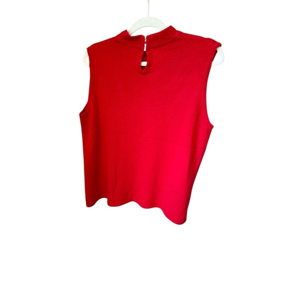 Vintage Designers Originals Red Sleeveless Mock Neck Sweater - Picture 2 of 5